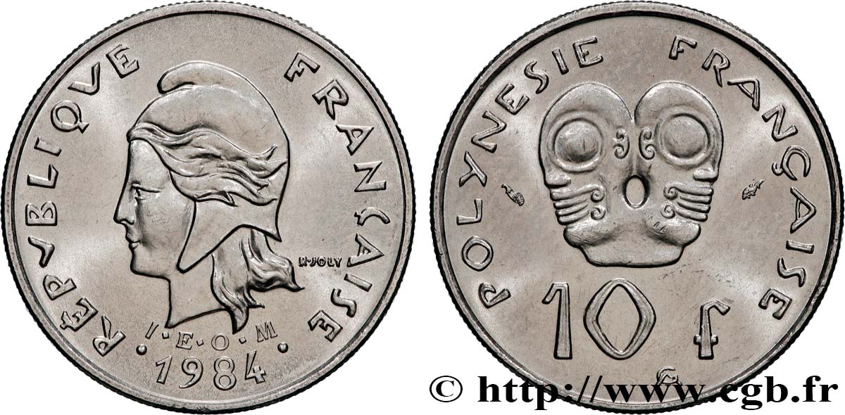 FRENCH POLYNESIA 10 Francs I.E.O.M. 1984 Paris MS 