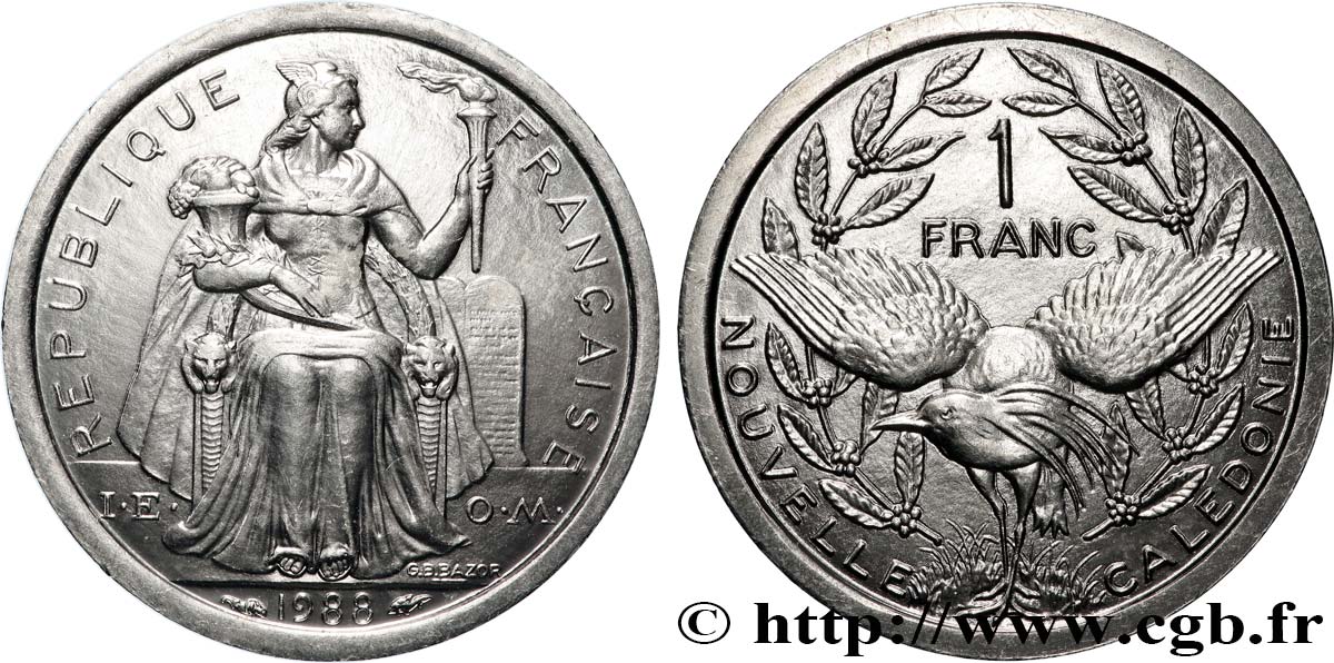 NUOVA CALEDONIA 1 Franc I.E.O.M.  1988 Paris MS 