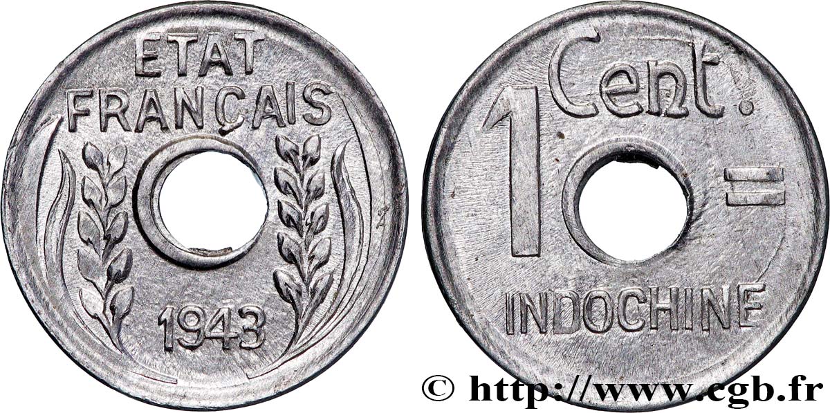 INDOCHINA 1 Centième 1943 Hanoï SC 