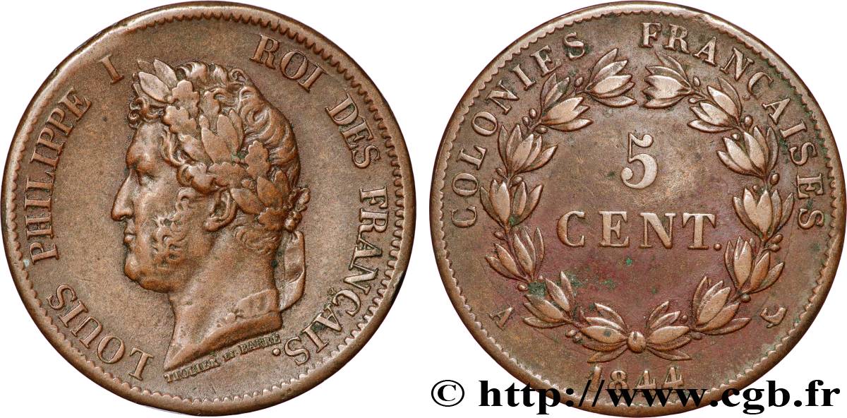 COLONIE FRANCESI - Luigi Filippo, per Isole Marchesi 5 Centimes Louis Philippe Ier 1844 Paris - A BB 