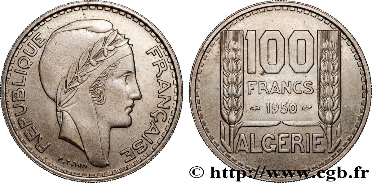 ALGERIEN 100 Francs Turin 1950  VZ 