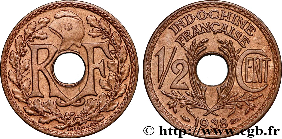 FRANZÖSISCHE-INDOCHINA 1/2 Centième 1938 Paris VZ 