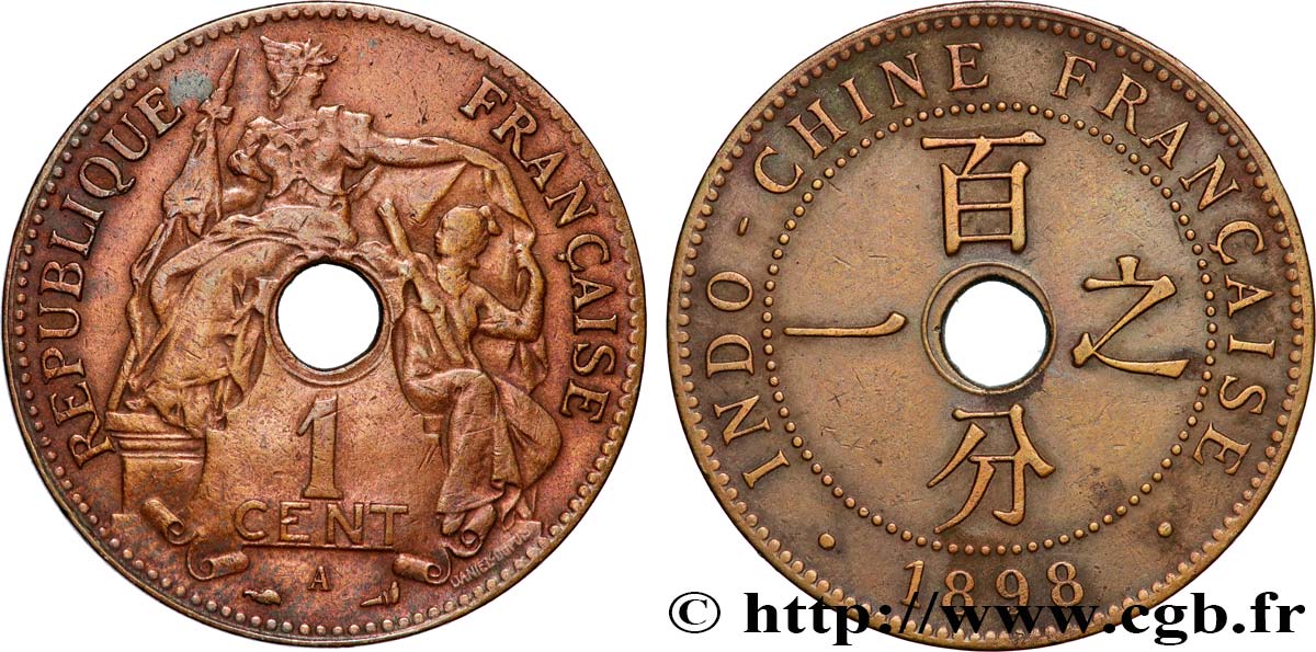 INDOCHINE FRANÇAISE 1 Centième 1898 Paris TB+ 