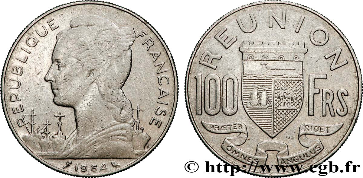 ÎLE DE LA RÉUNION 100 Francs 1964 Paris TB+ 