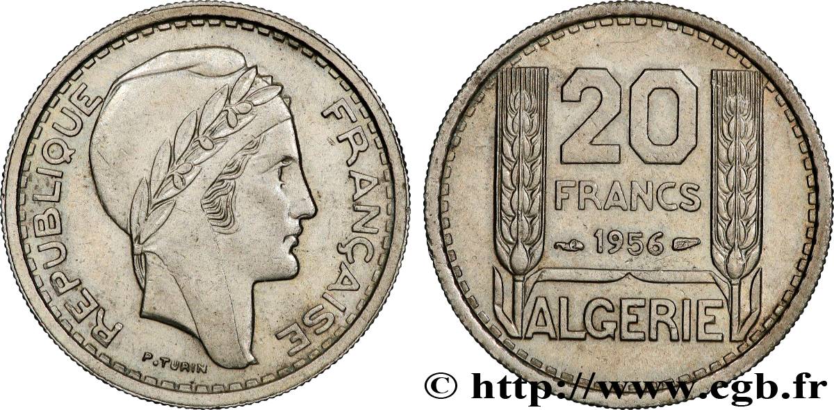 ALGERIA 20 Francs Turin 1956  AU 