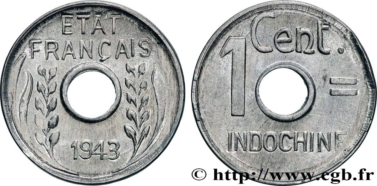 INDOCHINA 1 Centième 1943 Hanoï SC 