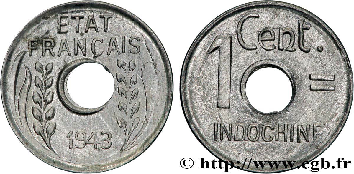 FRENCH INDOCHINA 1 Centième 1943 Hanoï MS 