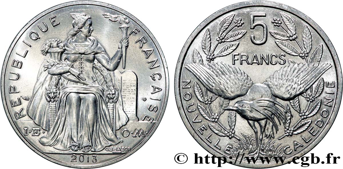 NUOVA CALEDONIA 5 Francs I.E.O.M. 2013 Paris MS 