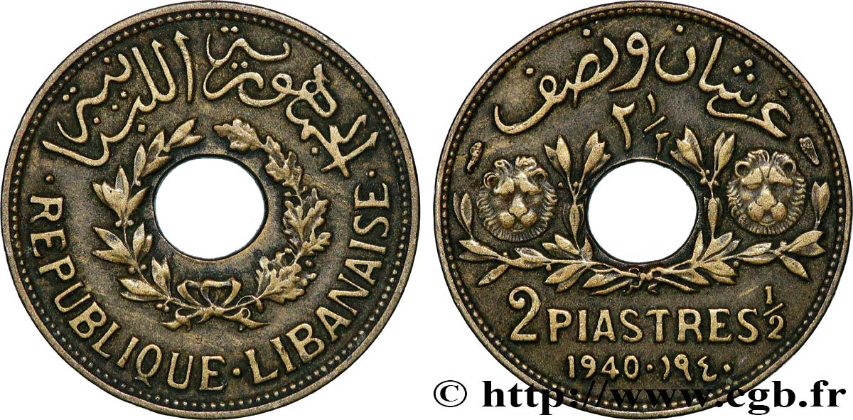 LIBANON 2 1/2 Piastres 1940 Paris SS 