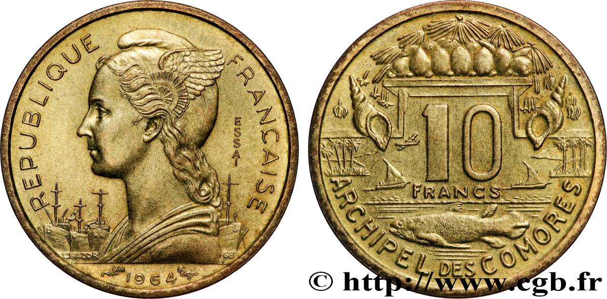 COMORES - Archipel Essai de 10 Francs 1964 Paris SPL 