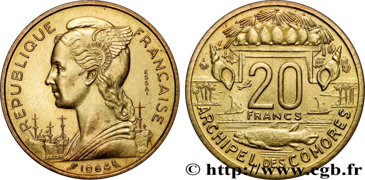 COMORAS  Essai de 20 Francs 1964 Paris SC 