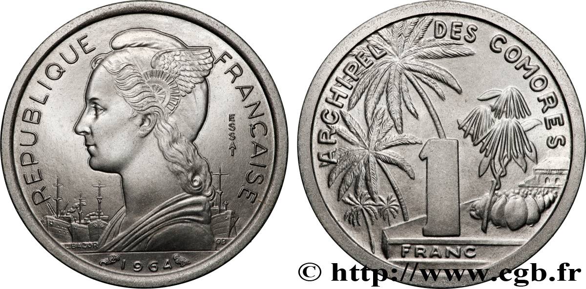 COMOROS  1 Franc ESSAI 1964 Paris MS 