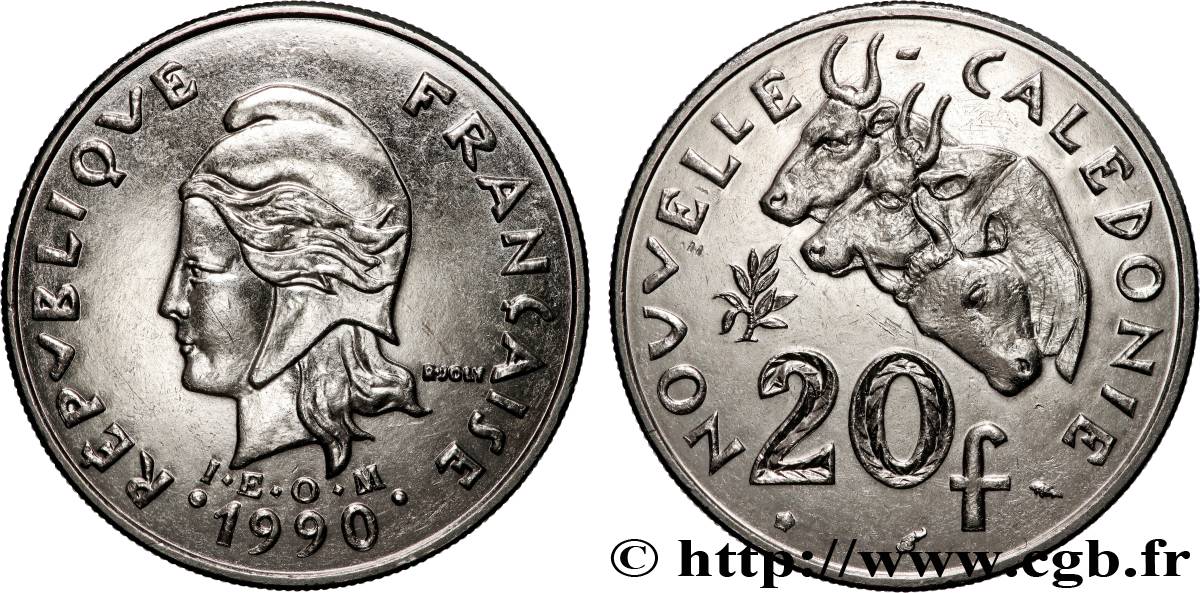 NEW CALEDONIA 20 Francs I.E.O.M. 1990 Paris AU 