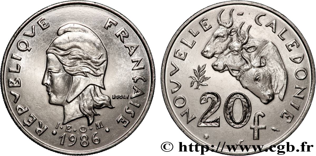 NOUVELLE CALÉDONIE 20 Francs I.E.O.M. 1986 Paris SPL 