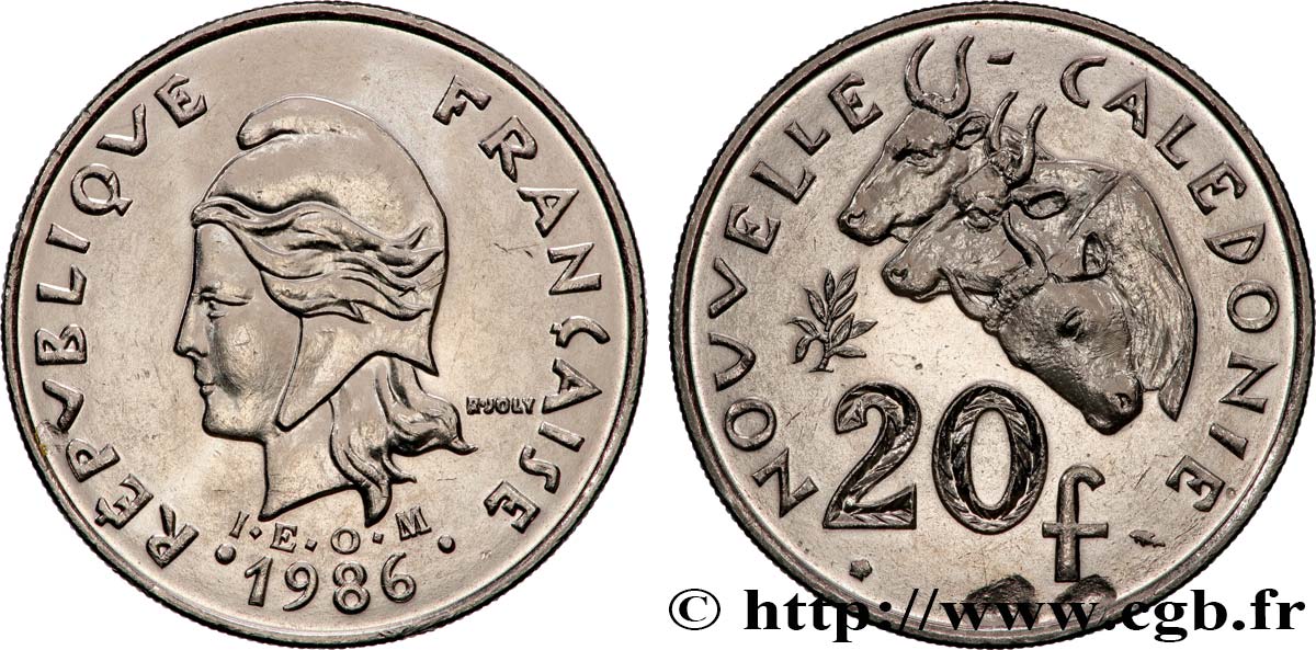 NUOVA CALEDONIA 20 Francs I.E.O.M. 1986 Paris MS 