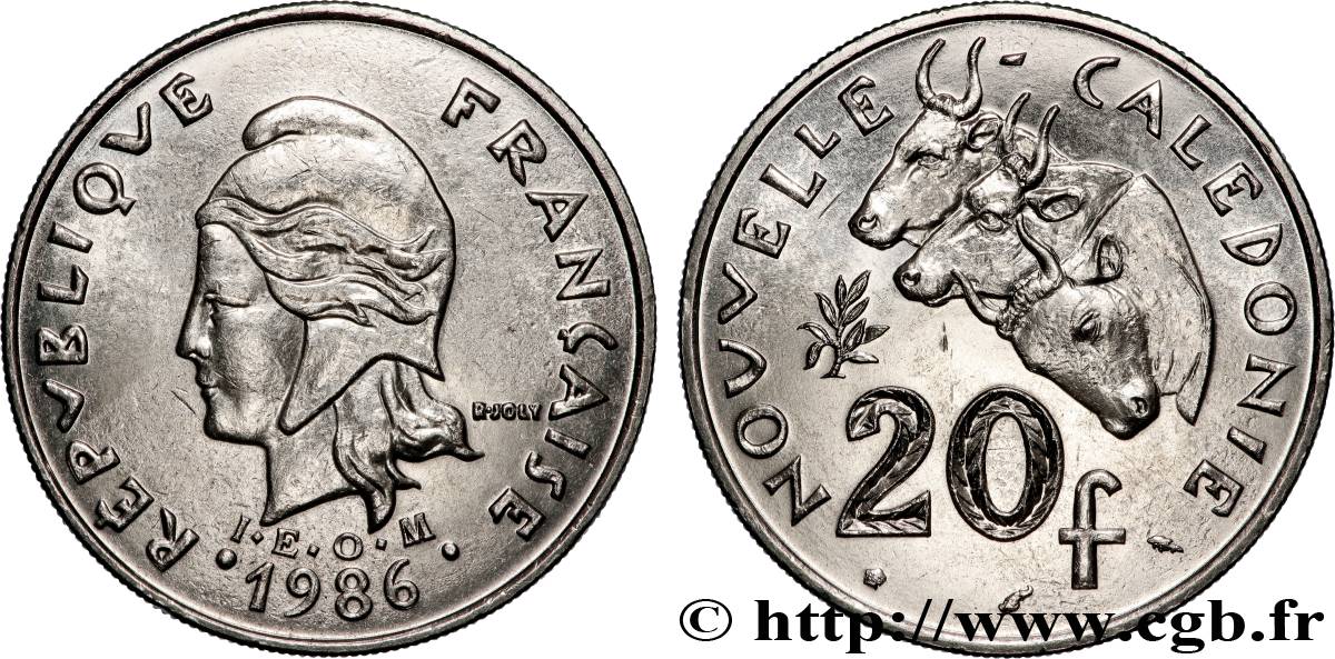 NOUVELLE CALÉDONIE 20 Francs I.E.O.M. 1986 Paris SPL 