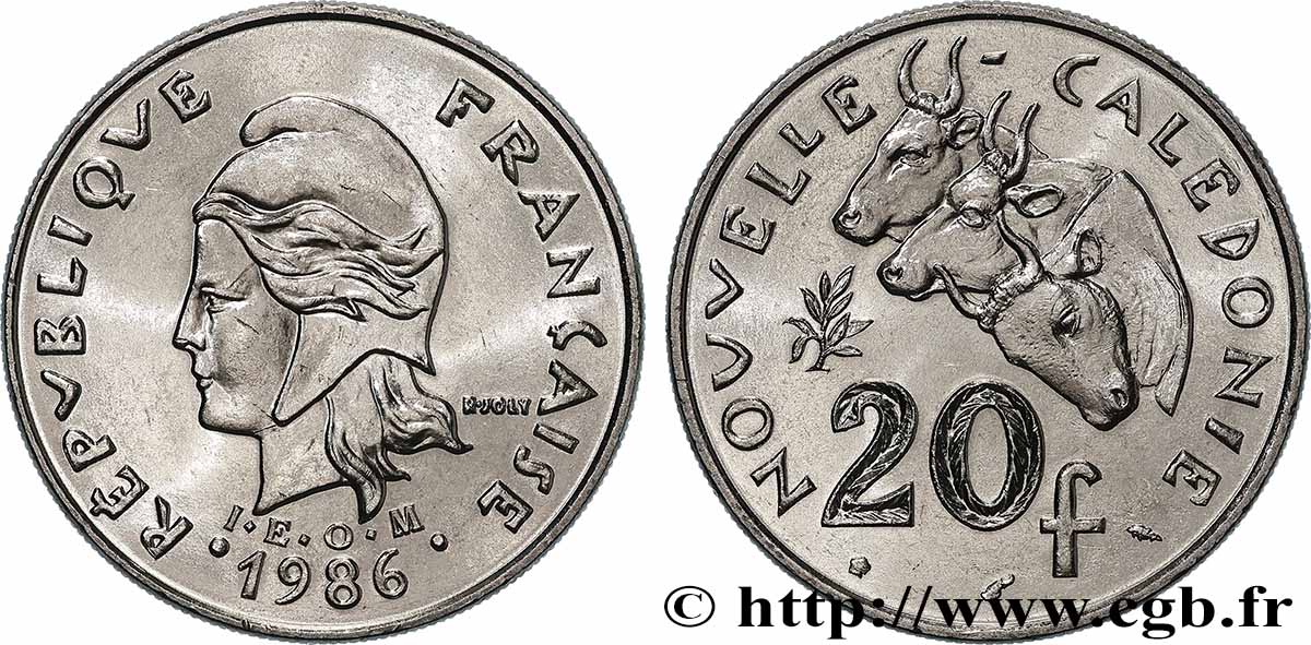 NEUKALEDONIEN 20 Francs I.E.O.M. 1986 Paris fST 