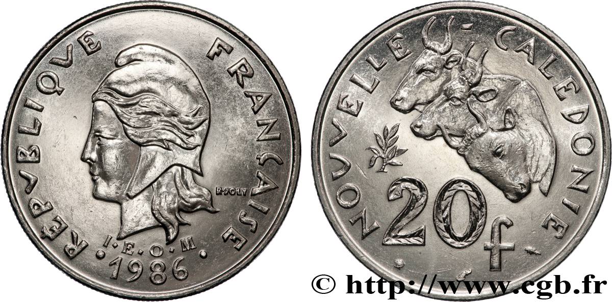NOUVELLE CALÉDONIE 20 Francs I.E.O.M. 1986 Paris SPL 