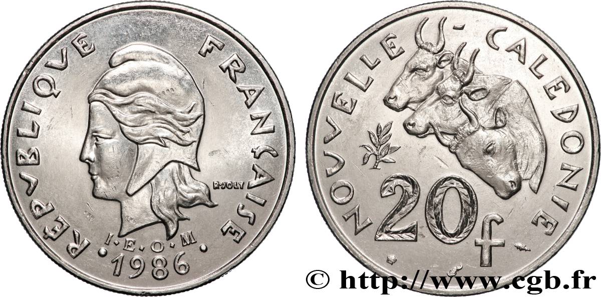 NEW CALEDONIA 20 Francs I.E.O.M. 1986 Paris MS 