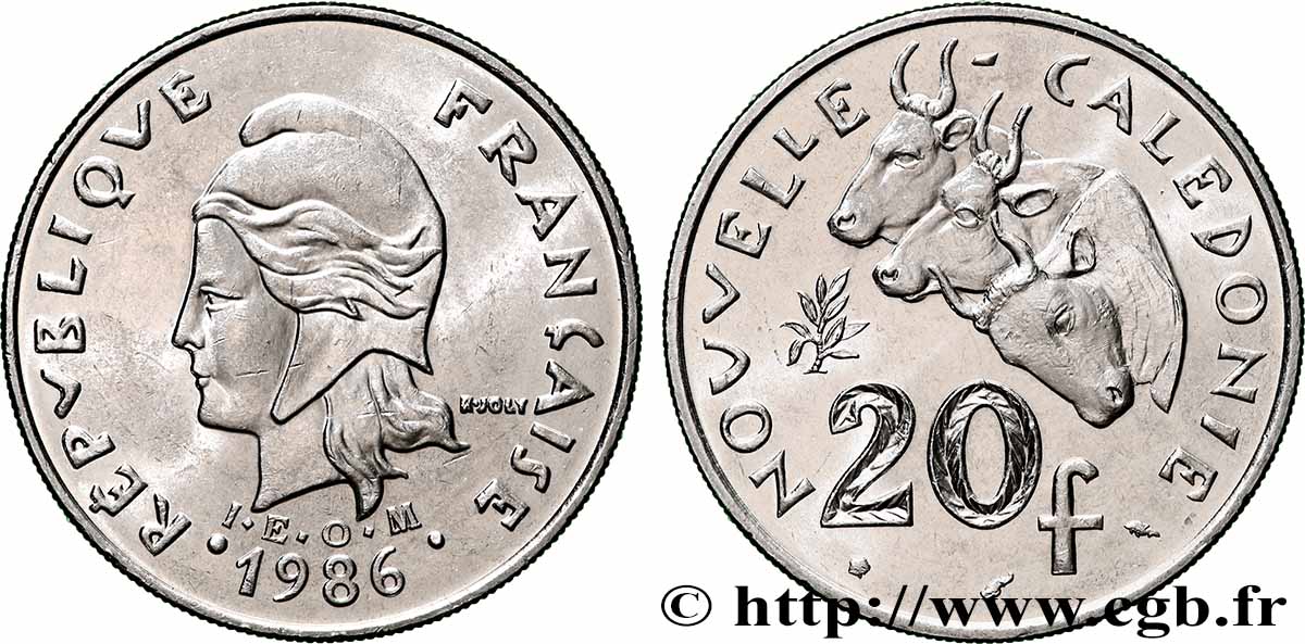 NEW CALEDONIA 20 Francs I.E.O.M. 1986 Paris MS 