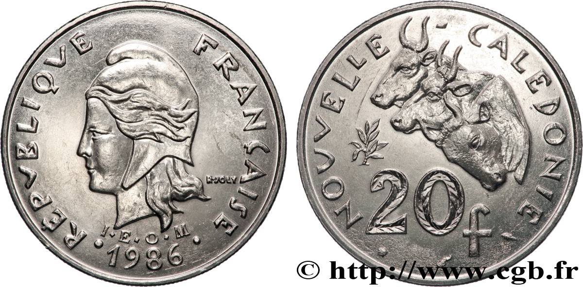 NEW CALEDONIA 20 Francs I.E.O.M. 1986 Paris AU 