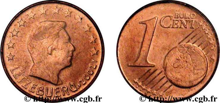 LUXEMBOURG 1 Cent GRAND DUC HENRI 2002 AU58