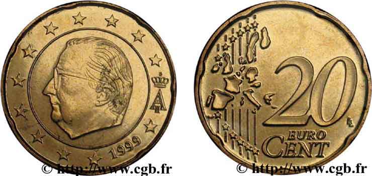 BELGIUM 20 Cent ALBERT II (grandes étoiles) 2002 AU58