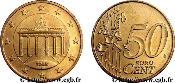 GERMANY 50 Cent PORTE DE BRANDEBOURG - Berlin A 2002 AU58