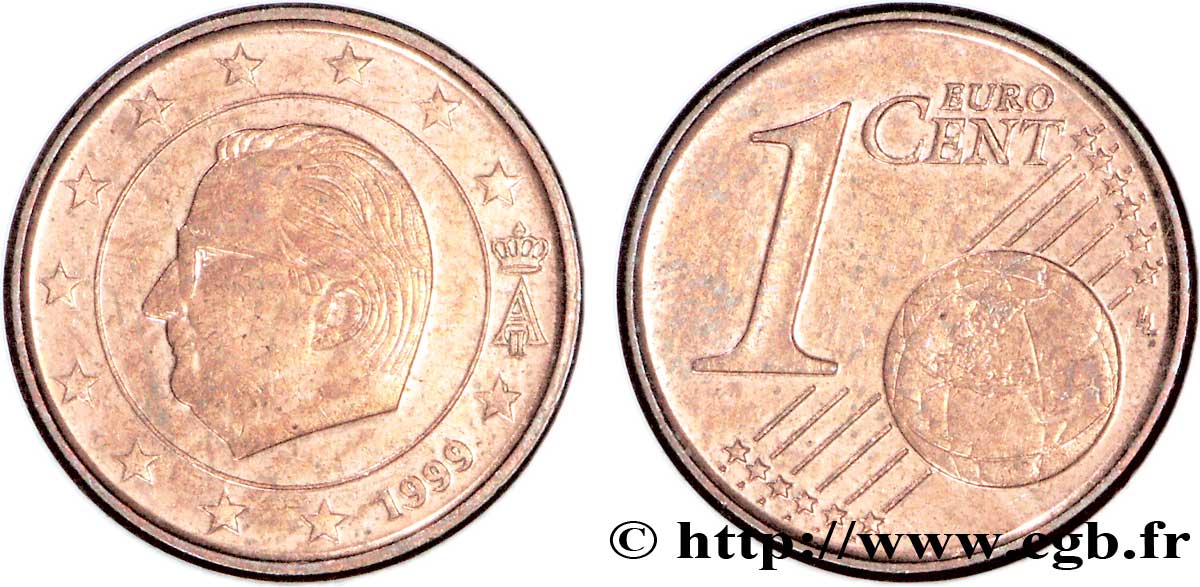 BELGIUM 1 Cent ALBERT II (petites étoiles) 1999 AU58