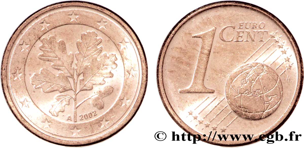 GERMANY 1 Cent RAMEAU DE CHÊNE - Berlin A 2002 MS63
