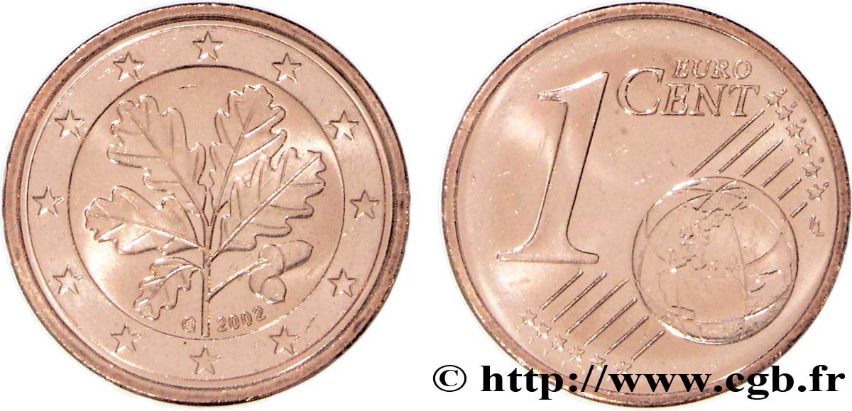 GERMANIA 1 Cent RAMEAU DE CHÊNE - Karlsruhe G 2002 MS63