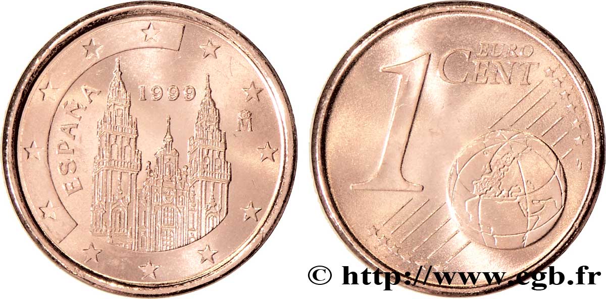 SPAGNA 1 Cent COMPOSTELLE 1999 MS63