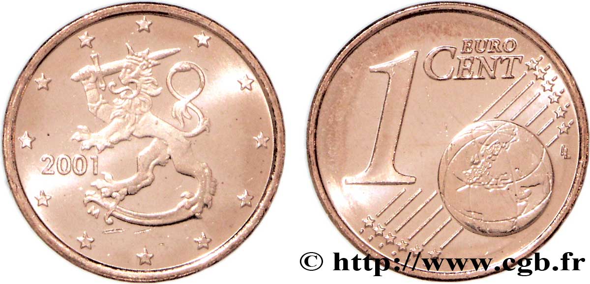 FINLANDIA 1 Cent LION HÉRALDIQUE 2001 SC63