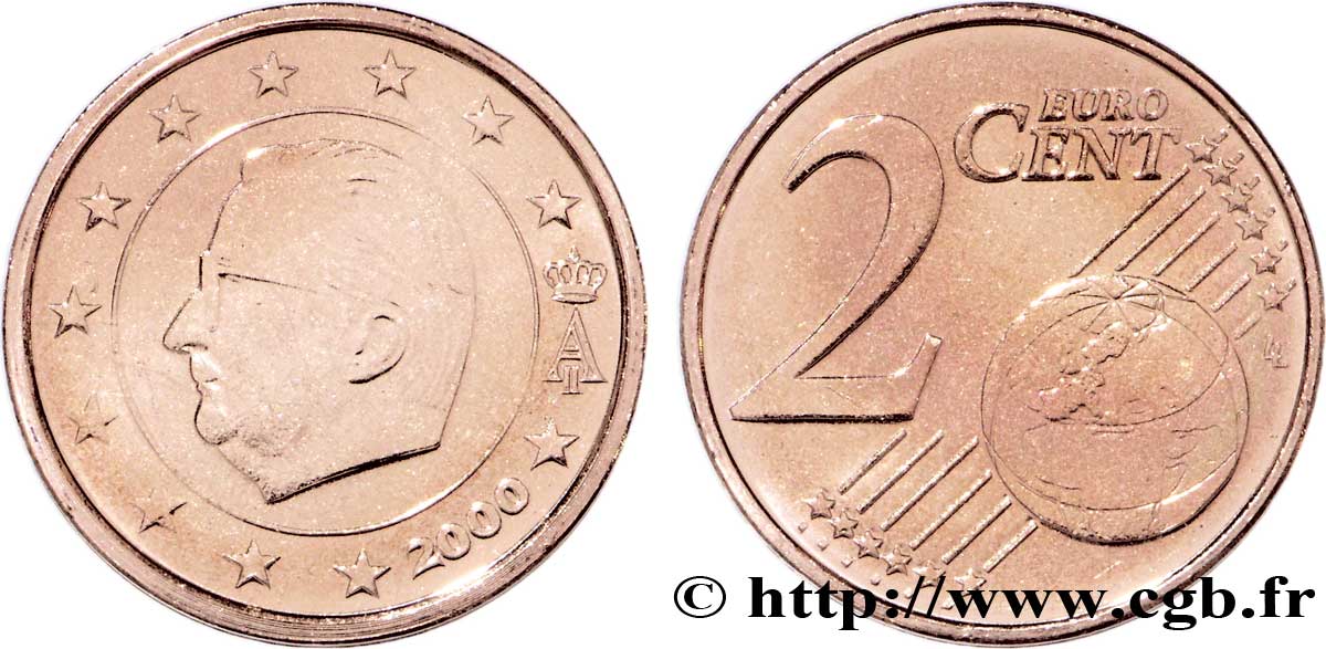 BELGIUM 2 Cent ALBERT II 2000 MS63