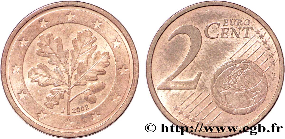 DEUTSCHLAND 2 Cent RAMEAU DE CHÊNE 2002