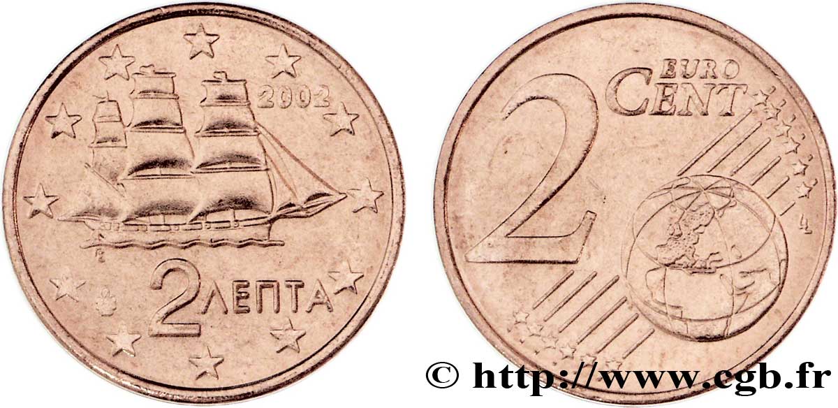 GREECE 2 Cent CORVETTE 2002 MS63