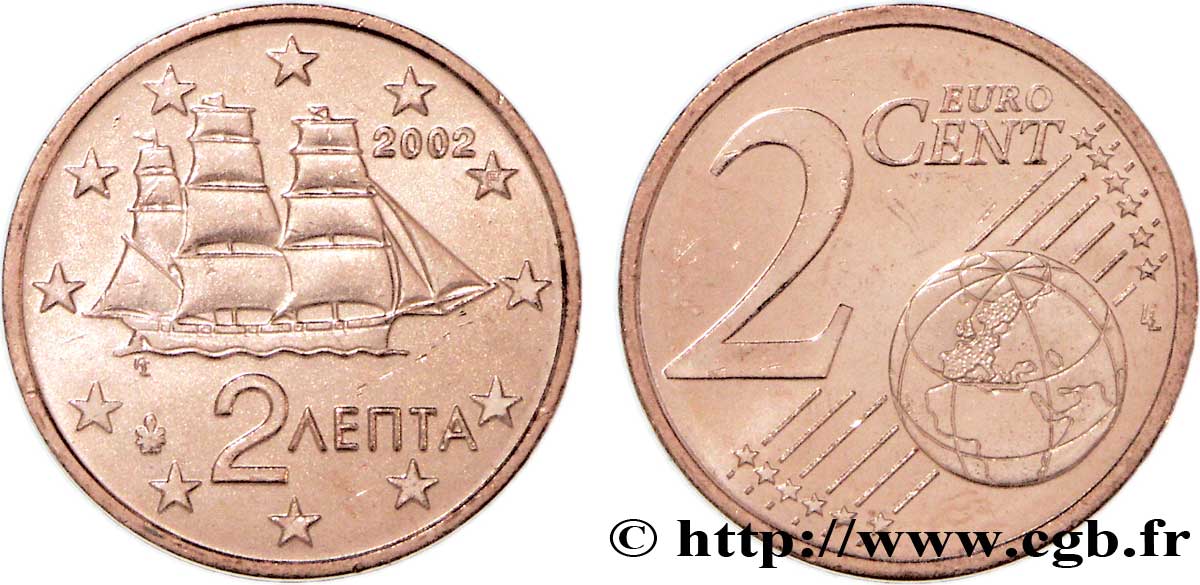 GRIECHENLAND 2 Cent CORVETTE 2002