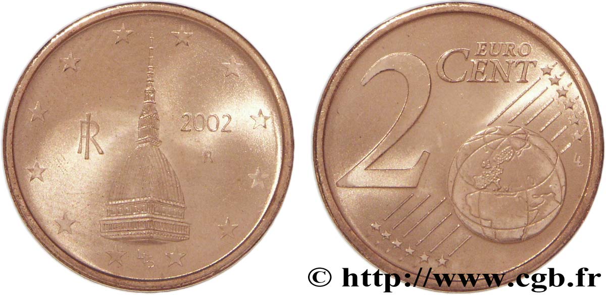 ITALIA 2 Cent ANTONELLIANA 2002 MS63