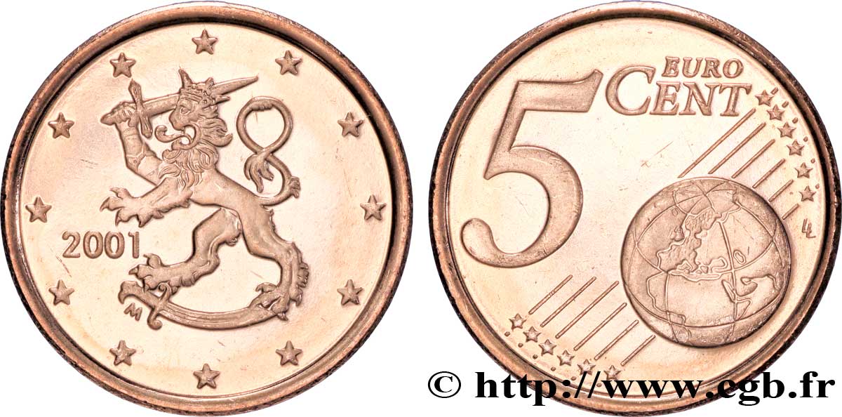 FINLANDE 5 Cent LION HÉRALDIQUE 2001 SPL63