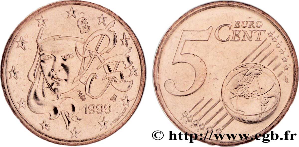 FRANCE 5 Cent NOUVELLE MARIANNE 1999 MS63