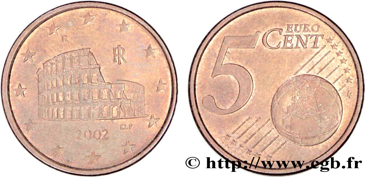 ITALIA 5 Cent COLISÉE 2002 EBC58