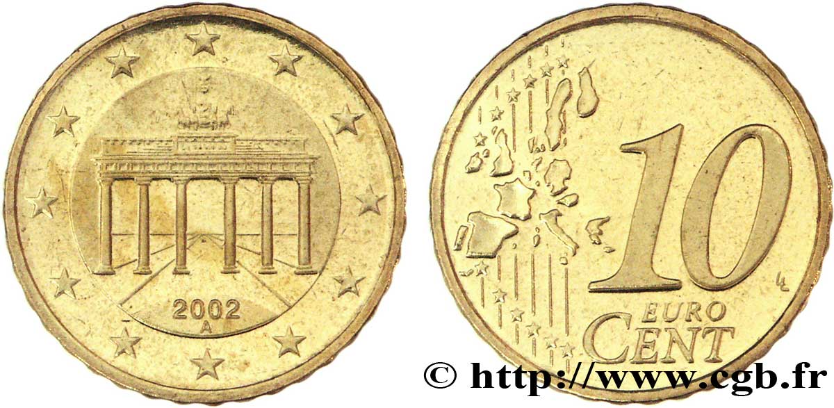 ALLEMAGNE 10 Cent PORTE DE BRANDEBOURG - Berlin A 2002 SPL63