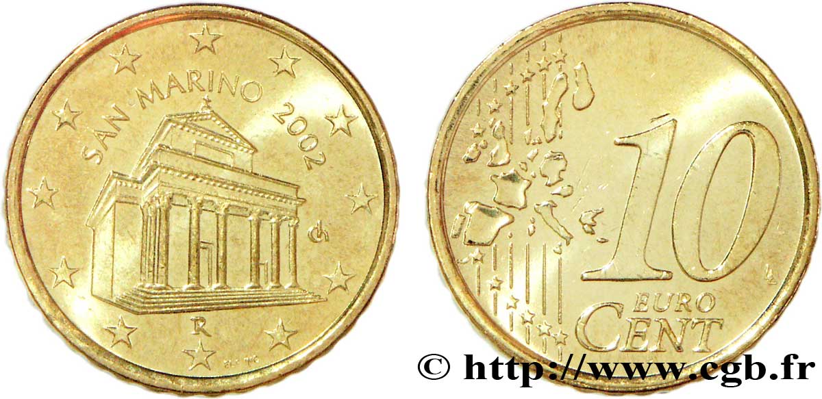 RÉPUBLIQUE DE SAINT- MARIN 10 Cent BASILIQUE 2002 SPL64