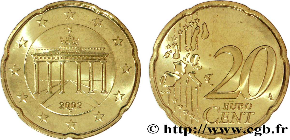 ALEMANIA 20 Cent PORTE DE BRANDEBOURG - Stuttgart F 2002 SC63