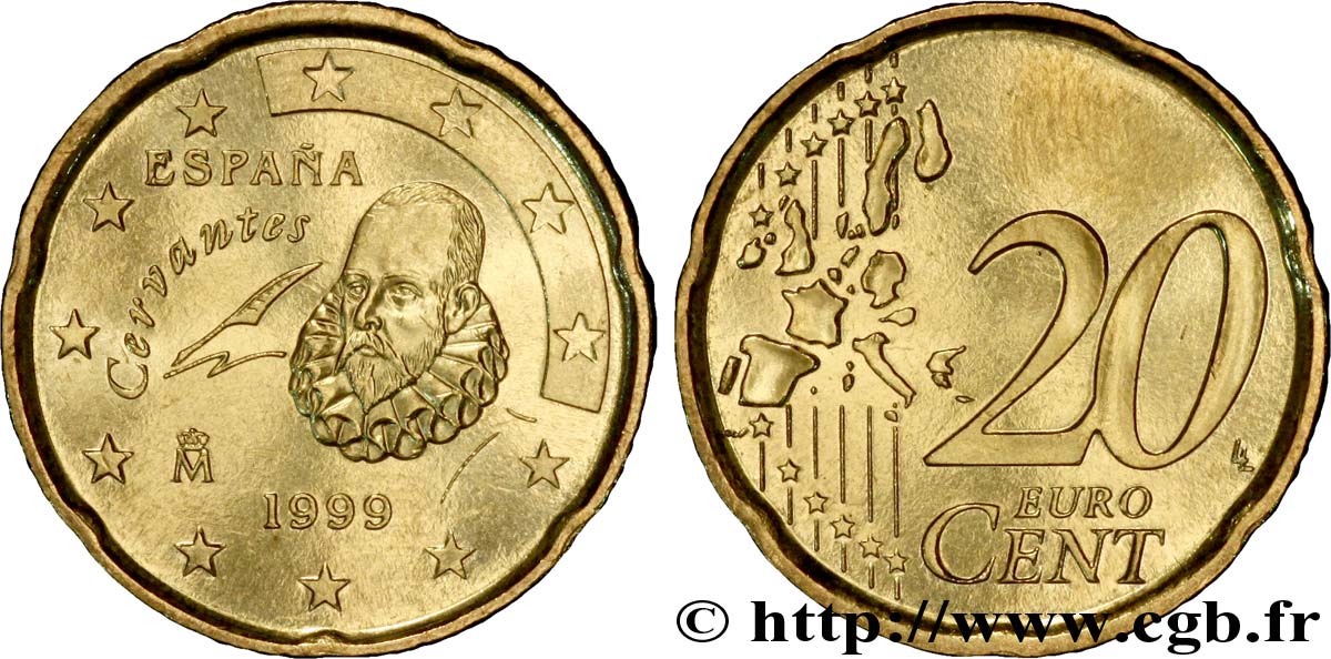 SPANIEN 20 Cent CERVANTÈS 1999