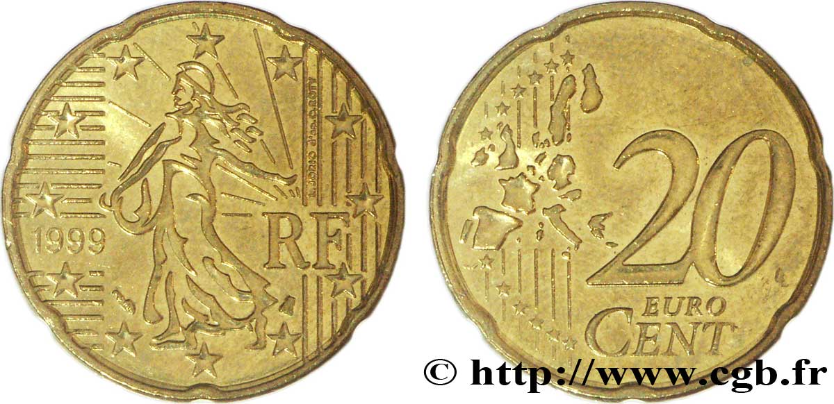 FRANCE 20 Cent NOUVELLE SEMEUSE  (type A) 1999 SPL63