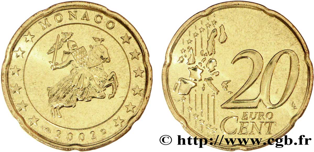 MONACO 20 Cent CHEVALIER GRIMALDI 2002 SPL63