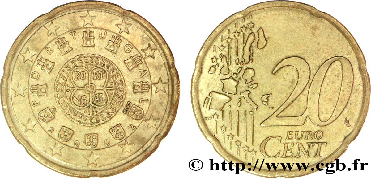 PORTUGAL 20 Cent SCEAU AUX CHATEAUX (1142) 2002