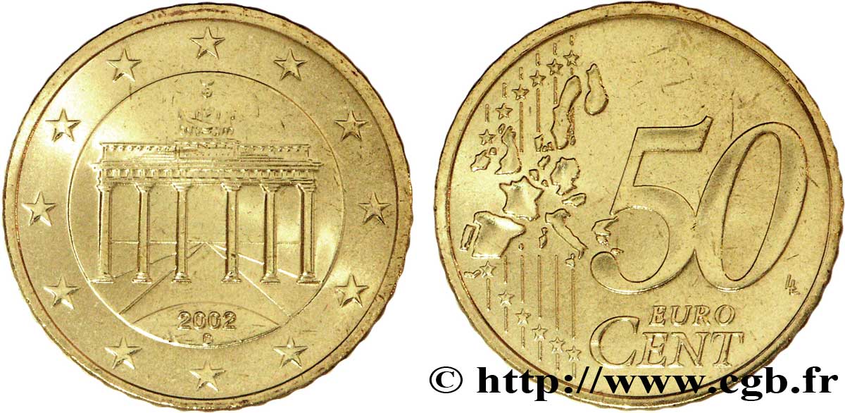 GERMANIA 50 Cent PORTE DE BRANDEBOURG - Munich D 2002 MS63
