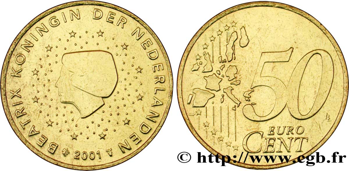 NETHERLANDS 50 Cent BEATRIX 2001 MS63